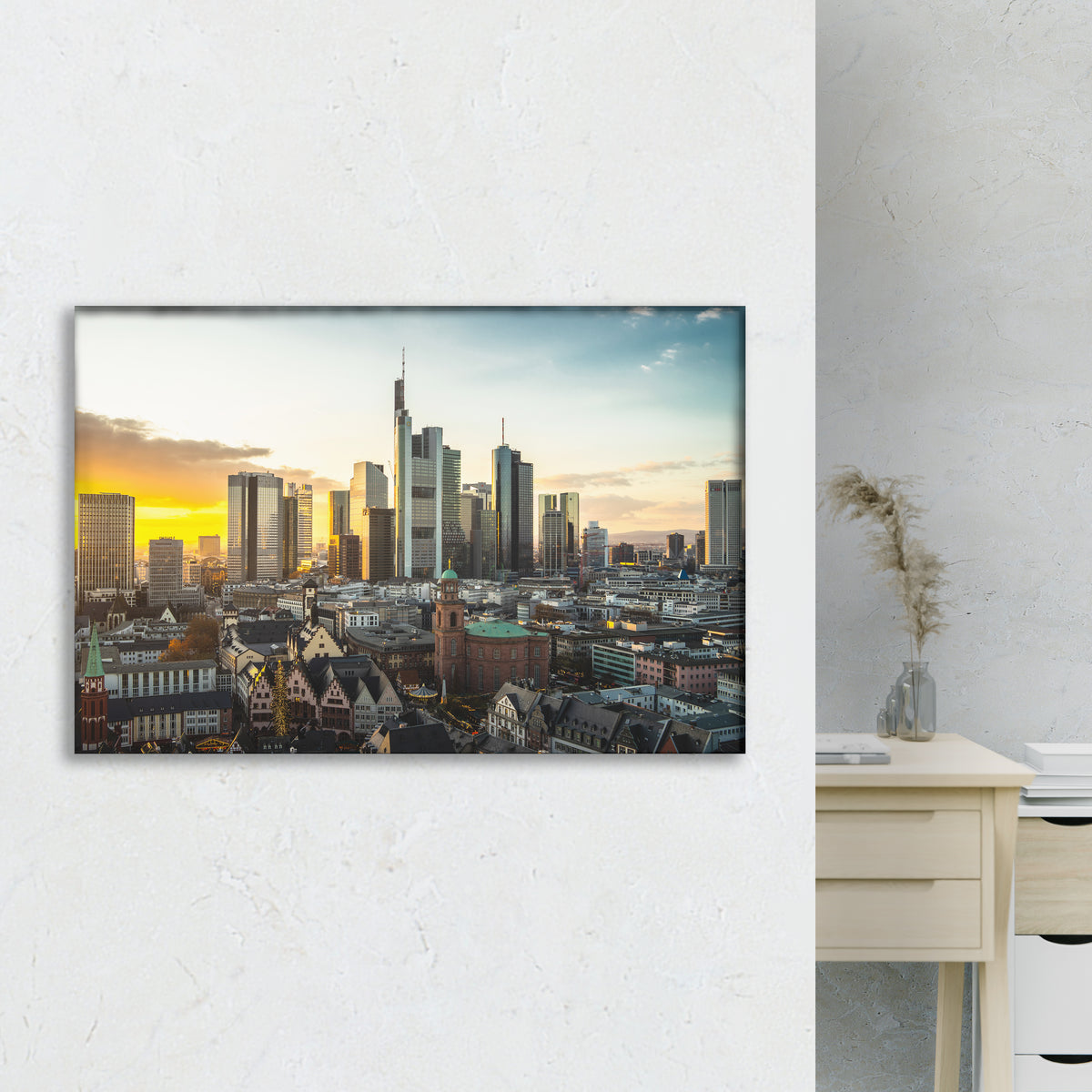 City Skylines with Sunset - City Skylines & City Scapes Canvas Wall Art ...