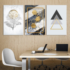 3 Pieces Geometric Minimalist Art