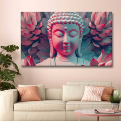 Blush Lotus Buddha Canvas Wall Art – Soft Spiritual Decor for Modern Interiors