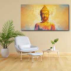 Radiant Buddha Canvas Wall Art – Spiritual Elegance in Watercolor Tones
