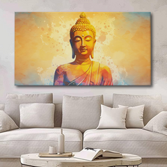 Radiant Buddha Canvas Wall Art – Spiritual Elegance in Watercolor Tones