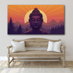 Mystic Buddha at Sunset – Modern Spiritual Canvas Wall Art for Home & Office
