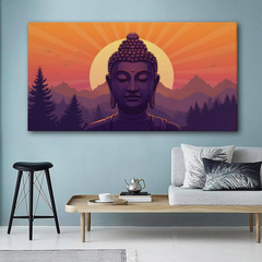 Mystic Buddha at Sunset – Modern Spiritual Canvas Wall Art for Home & Office