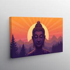 Mystic Buddha at Sunset – Modern Spiritual Canvas Wall Art for Home & Office