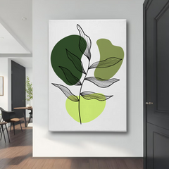 Minimalist Green Leaf Abstract Canvas Wall Art – Modern Botanical Print