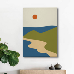 Minimalist Seaside Landscape Canvas Wall Art – Modern Coastal Decor