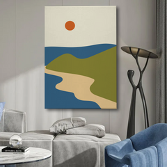 Minimalist Seaside Landscape Canvas Wall Art – Modern Coastal Decor