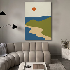 Minimalist Seaside Landscape Canvas Wall Art – Modern Coastal Decor
