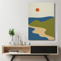 Minimalist Seaside Landscape Canvas Wall Art – Modern Coastal Decor