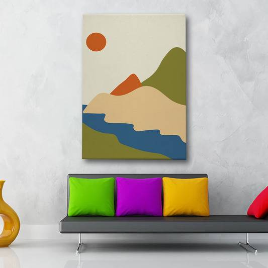 Abstract Mountain Landscape Canvas Wall Art – Minimalist Nature-Inspired Decor
