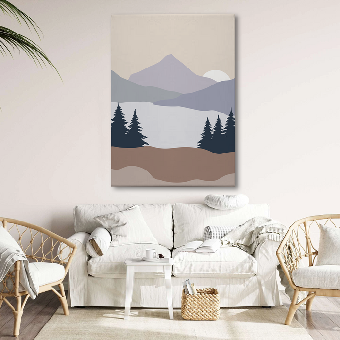 Minimalist Mountain Forest Canvas Wall Art – Serene Nature-Inspired Home Decor