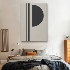 Minimalist Black and Grey Abstract Canvas Wall Art – Modern Bedroom Decor