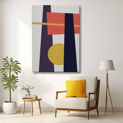 Abstract Geometric Wall Art Canvas – Bold Mid-Century Modern Design