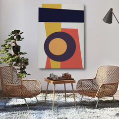 Abstract Mid-Century Modern Wall Art Canvas – Geometric Shapes