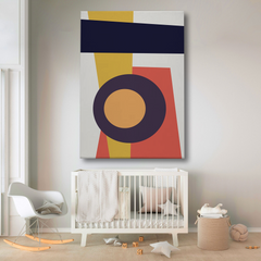 Abstract Mid-Century Modern Wall Art Canvas – Geometric Shapes