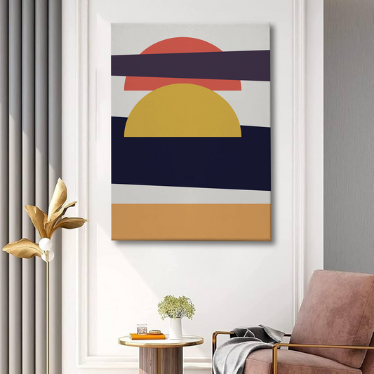 Modern Abstract Sunset Wall Art Canvas – Geometric Minimal Design