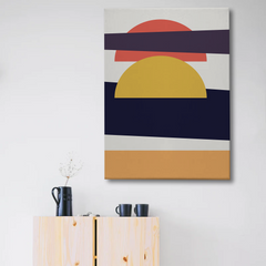 Modern Abstract Sunset Wall Art Canvas – Geometric Minimal Design