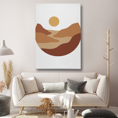Minimalist Desert Sun Canvas Wall Art – Modern Landscape Design