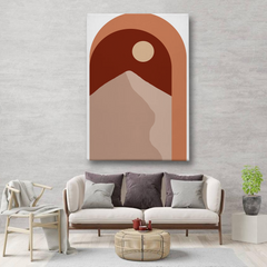 Geometric Mountain & Sun Canvas Wall Art – Minimalist Boho Style