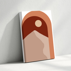 Geometric Mountain & Sun Canvas Wall Art – Minimalist Boho Style