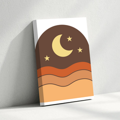 Moon & Stars Geometric Canvas Wall Art – Minimalist Boho Night Sky