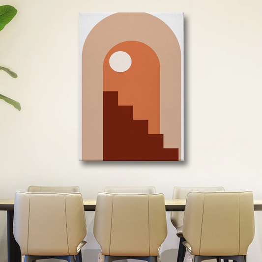 Abstract Stairway Arch Canvas Wall Art – Minimalist Geometric Design