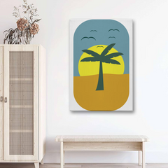 Minimalist Palm Tree Sunset Canvas Wall Art – Modern Desert Decor