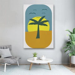 Minimalist Palm Tree Sunset Canvas Wall Art – Modern Desert Decor