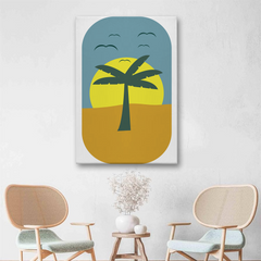 Minimalist Palm Tree Sunset Canvas Wall Art – Modern Desert Decor