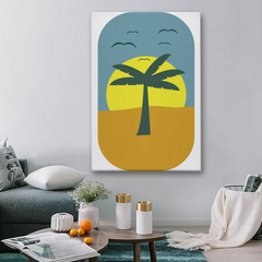 Minimalist Palm Tree Sunset Canvas Wall Art – Modern Desert Decor