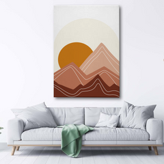 Abstract Mountain Sunset Canvas Wall Art – Modern Minimalist Landscape