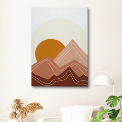 Abstract Mountain Sunset Canvas Wall Art – Modern Minimalist Landscape