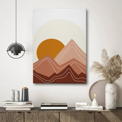 Abstract Mountain Sunset Canvas Wall Art – Modern Minimalist Landscape