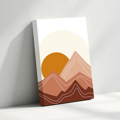Abstract Mountain Sunset Canvas Wall Art – Modern Minimalist Landscape