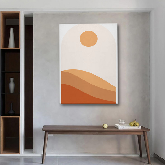 Minimalist Desert Sun Canvas Wall Art – Warm Modern Decor
