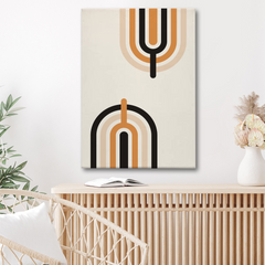 Retro Geometric Lines Abstract Canvas Wall Art – Minimalist Modern Design