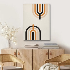 Retro Geometric Lines Abstract Canvas Wall Art – Minimalist Modern Design