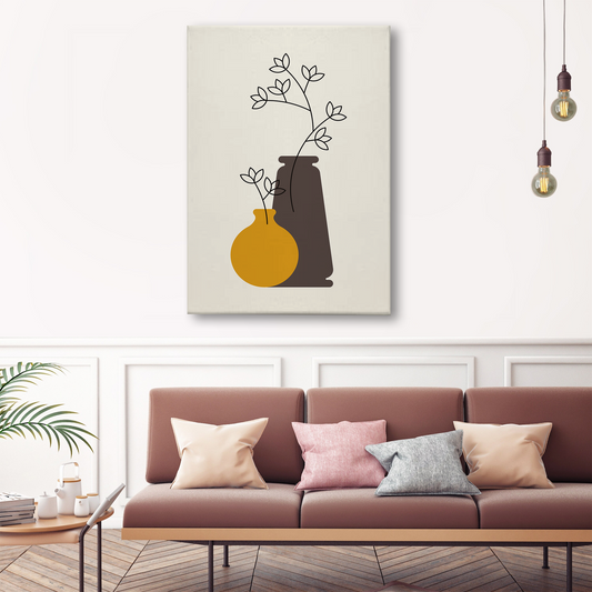 Minimalist Vase & Floral Abstract Canvas Wall Art – Modern Botanical Print