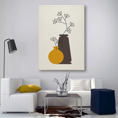 Minimalist Vase & Floral Abstract Canvas Wall Art – Modern Botanical Print
