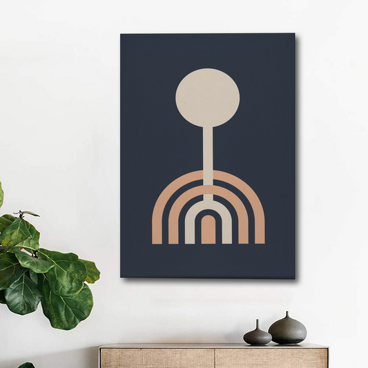 Geometric Rainbow & Circle Abstract Canvas Wall Art – Modern Minimalist Print