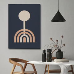 Geometric Rainbow & Circle Abstract Canvas Wall Art – Modern Minimalist Print