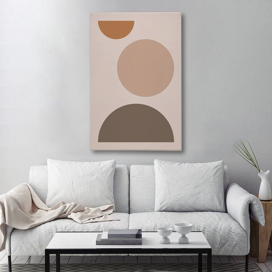 Geometric Circles & Half-Moon Abstract Canvas Wall Art – Minimalist Modern Print