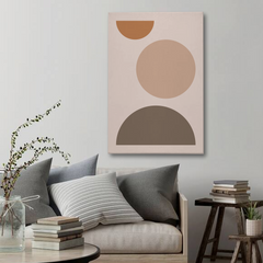 Geometric Circles & Half-Moon Abstract Canvas Wall Art – Minimalist Modern Print