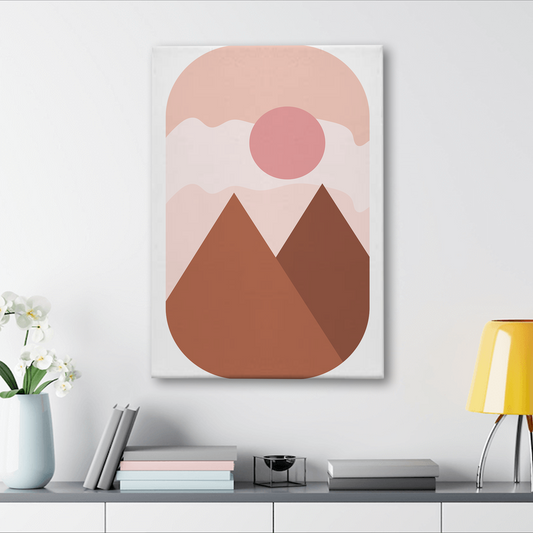 Minimalist Mountain Sunrise Canvas Wall Art – Modern Nature Decor