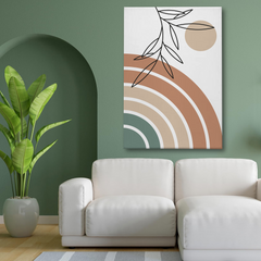 Rainbow Arch & Leaf Line Art Abstract Canvas Wall Art – Modern Minimalist Print
