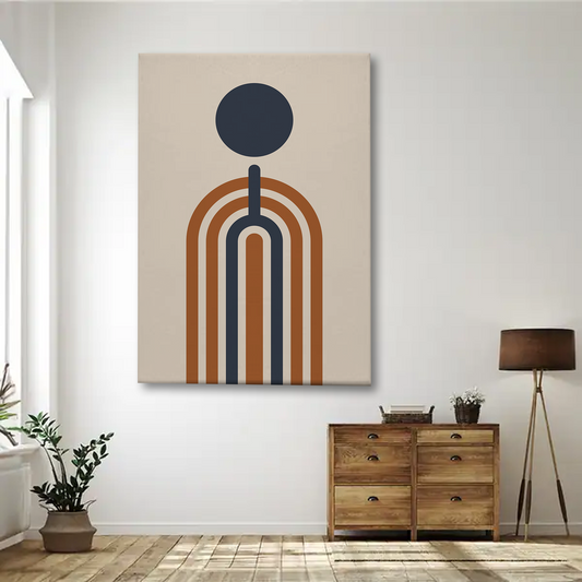 Geometric Arch & Circle Abstract Canvas Wall Art – Modern Mid-Century Design