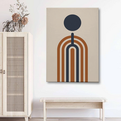 Geometric Arch & Circle Abstract Canvas Wall Art – Modern Mid-Century Design
