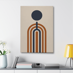 Geometric Arch & Circle Abstract Canvas Wall Art – Modern Mid-Century Design