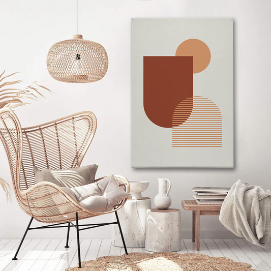 Terracotta Geometric Abstract Canvas Wall Art – Modern Boho Minimalist Design