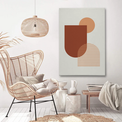 Terracotta Geometric Abstract Canvas Wall Art – Modern Boho Minimalist Design
